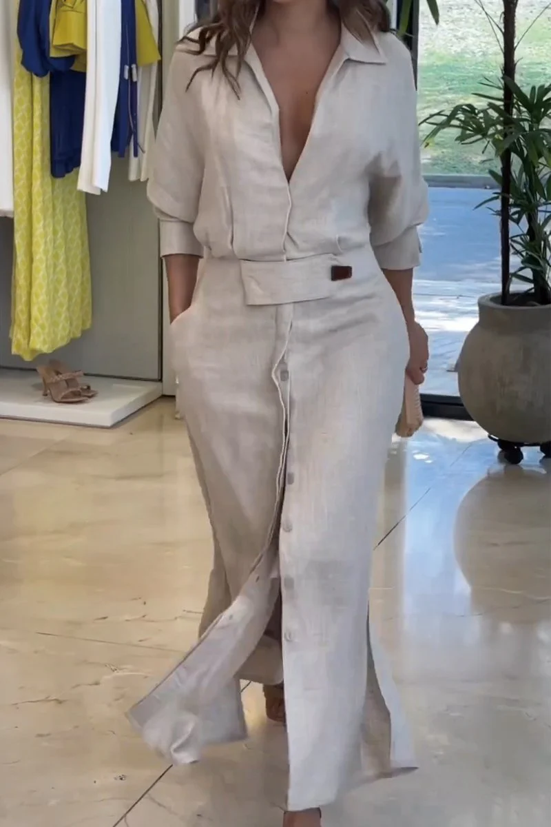 Sofia | Maxi abito a camicia strutturato ed elegante - Image 6
