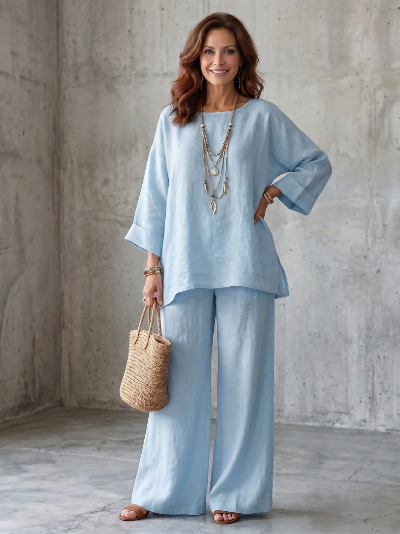 Sofia | Set Comfort Oversize con Tunica e Pantaloni Fluidi - Image 7