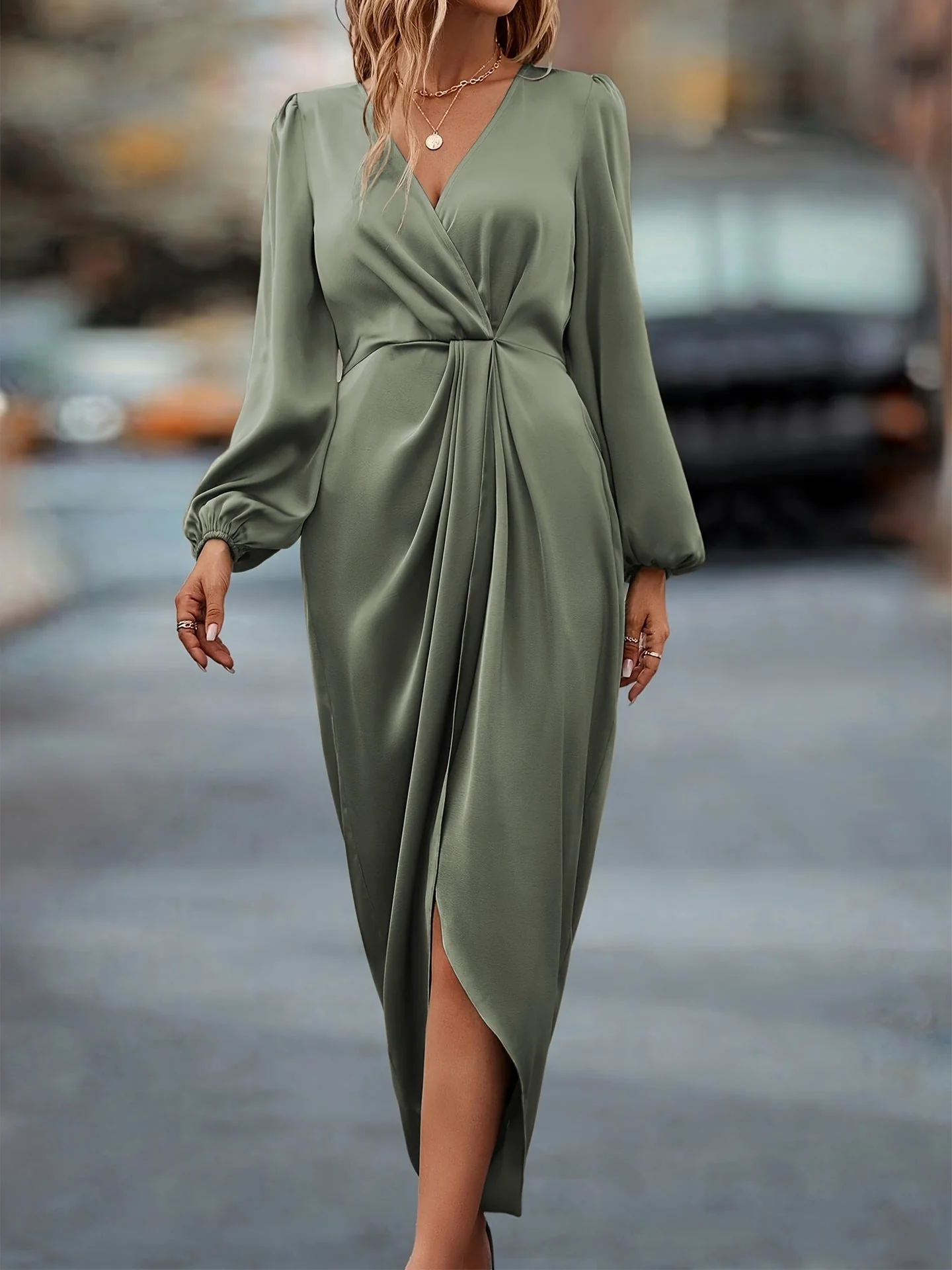 Sophie | Abito midi a portafoglio elegante e avvolgente da donna - Image 3