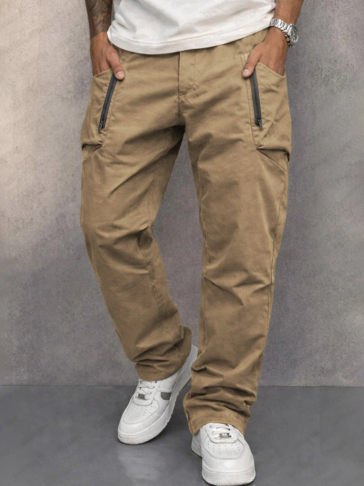 Steffen | Pantaloni cargo slim fit in robusto cotone con cerniere - Image 3