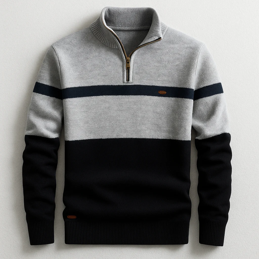 Stephan | Maglione Classico in Maglia con Zip a Quarto - Image 4