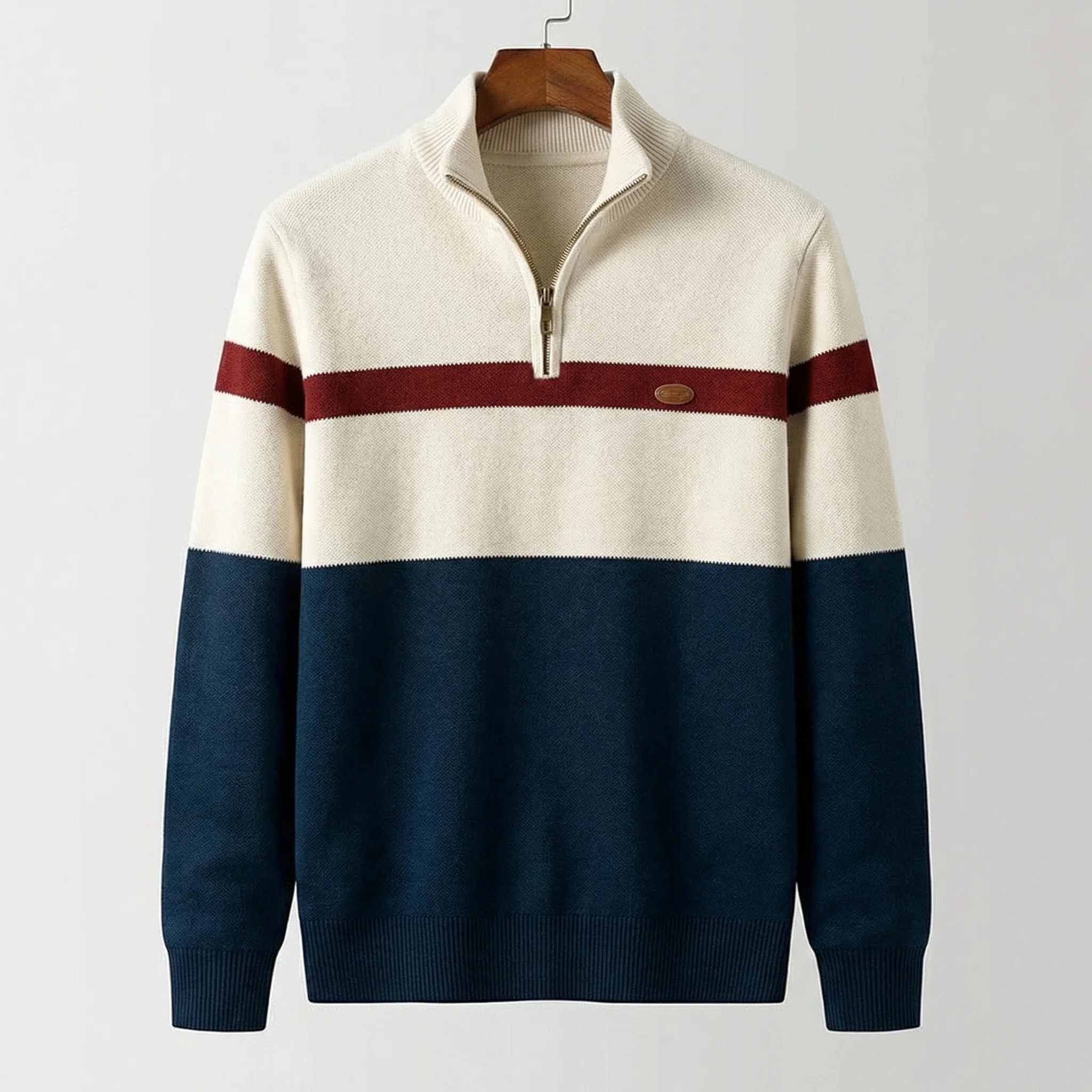 Stephan | Maglione Classico in Maglia con Zip a Quarto - Image 5