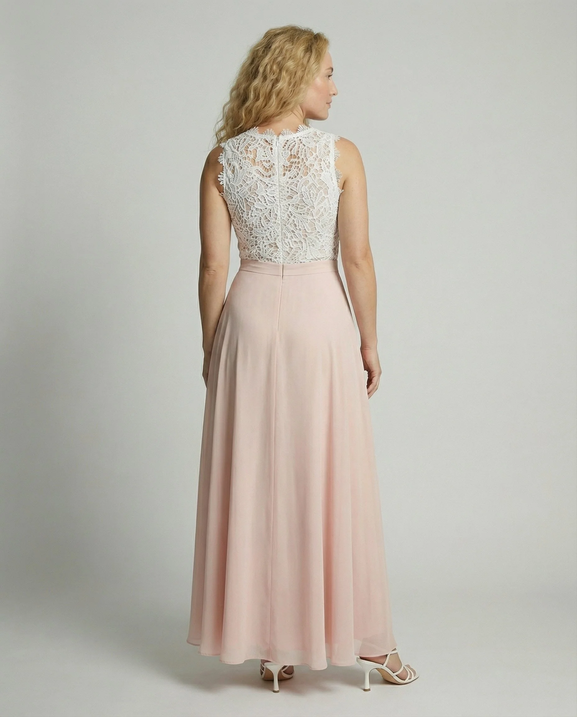 Valentina | Abito Maxi in Pizzo Floreale e Chiffon Leggero - Image 3