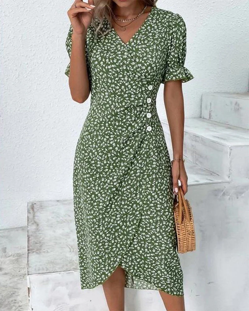 Valentina | Abito Midi Wrap Floreale Elegante e Femminile