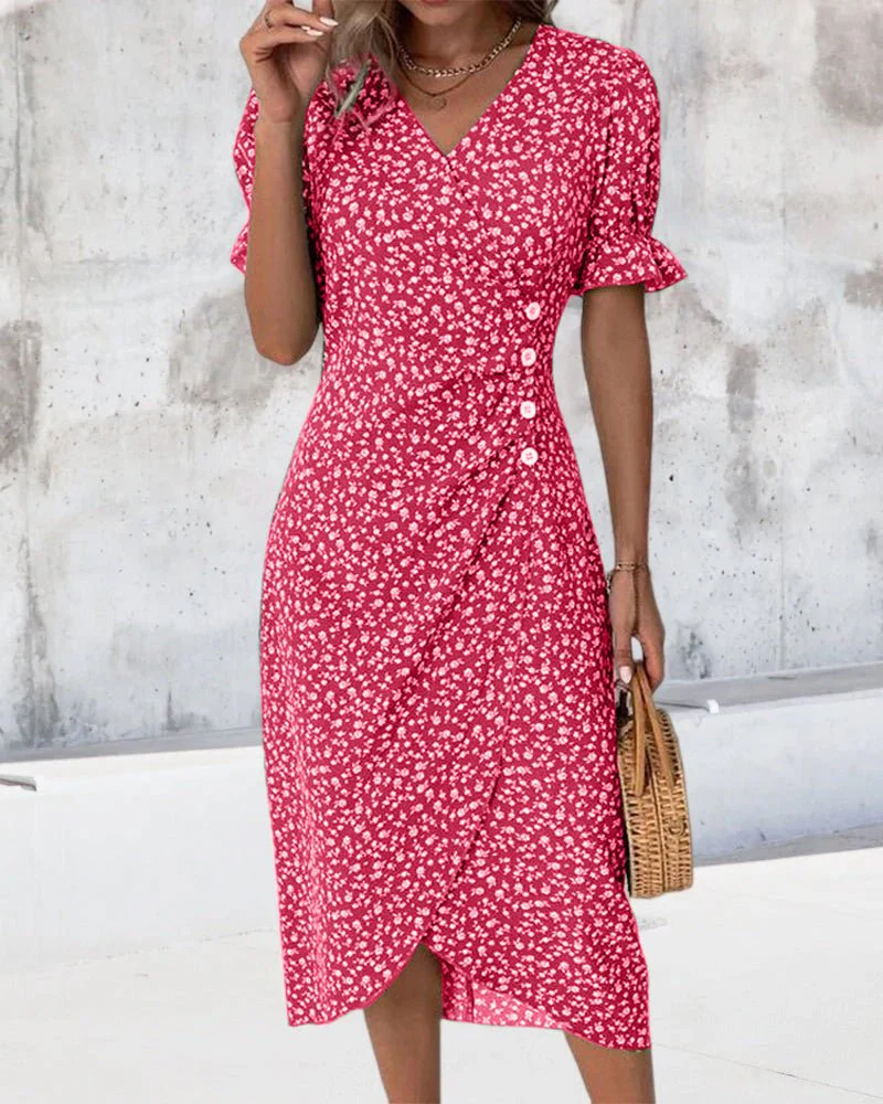 Valentina | Abito Midi Wrap Floreale Elegante e Femminile - Image 4