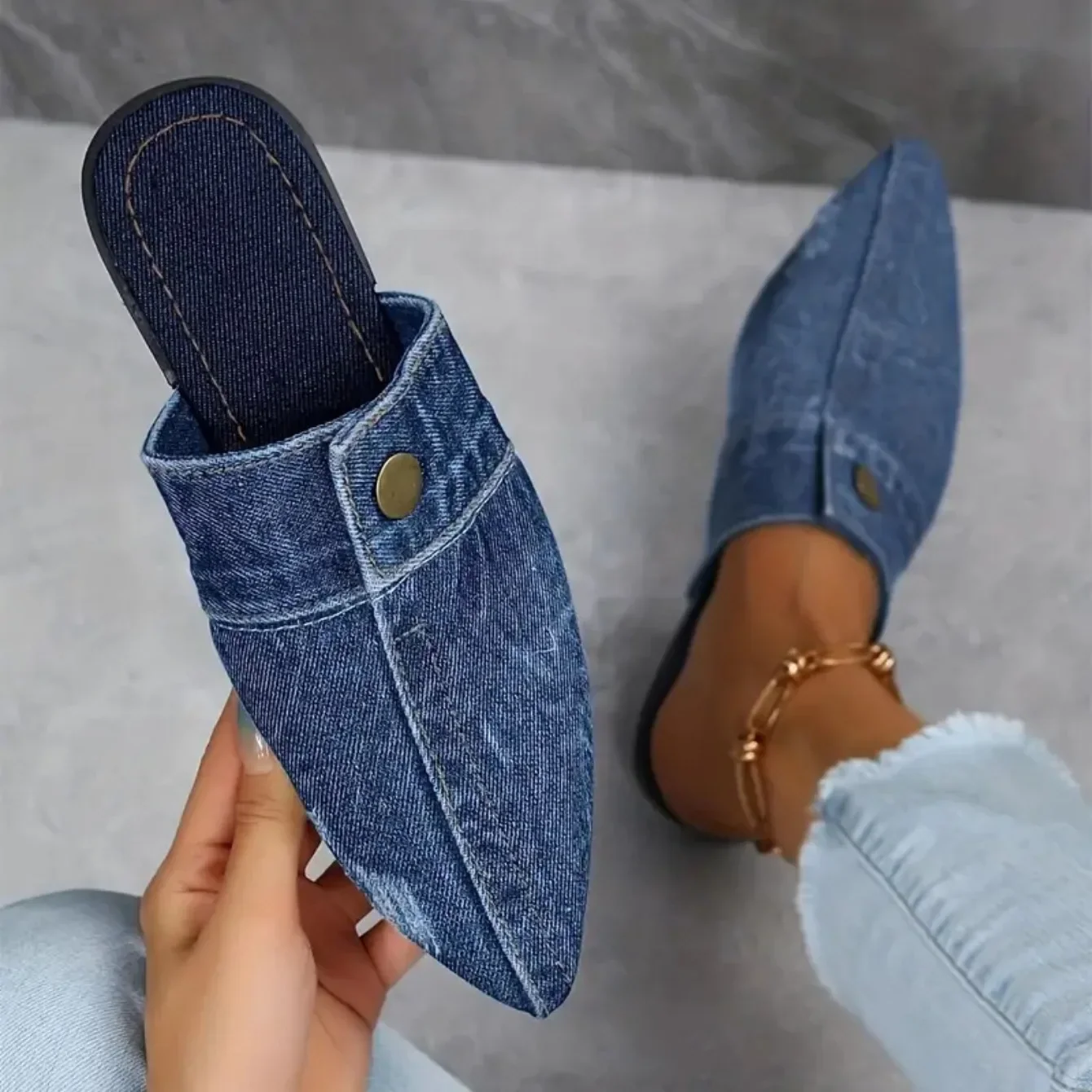 Valentina | Sandali in denim comodi e casual - Image 3