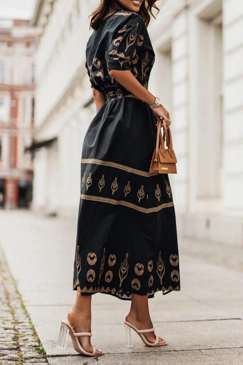 Victoria | Abito midi elegante con motivi geometrici - Image 2