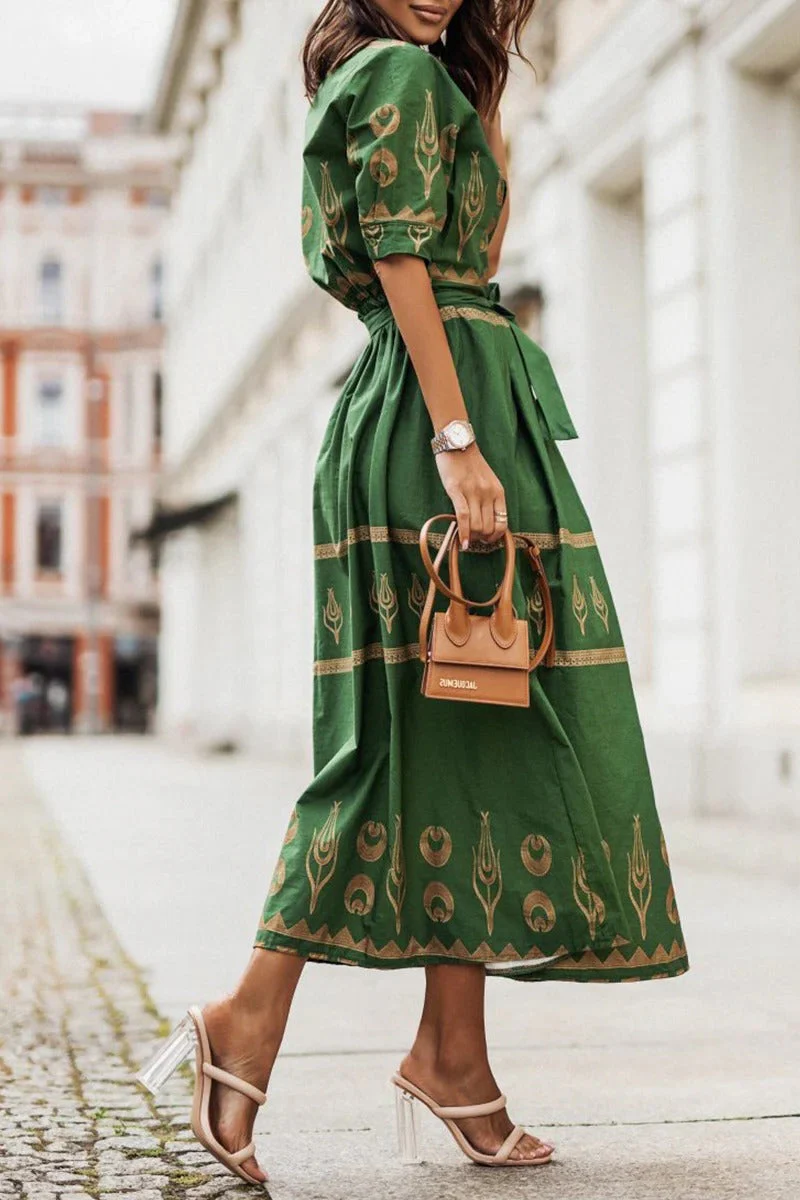 Victoria | Abito midi elegante con motivi geometrici - Image 3