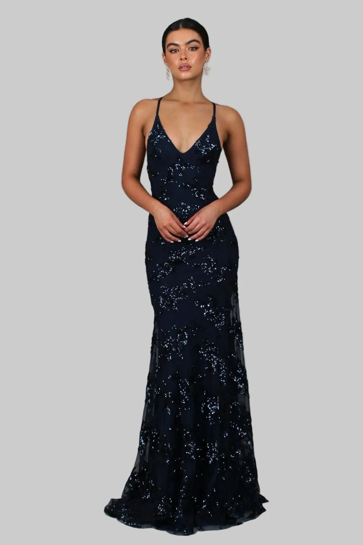 Virgilia | Elegante Maxi Dress con Paillettes Scollatura a V